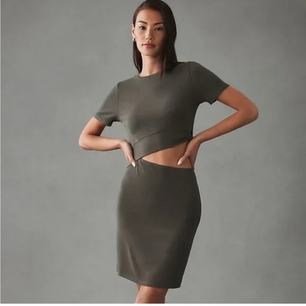 NWT Anthropologie Bordeaux green cut out dress xs extra small